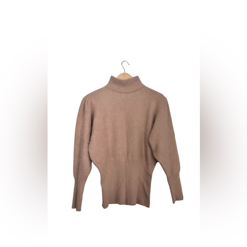 Olsen rabbit hair  angora mohair soft turtleneck sweater made italy powder pink